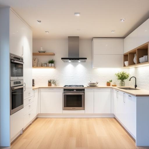 最新のシステムキッチンが美しい内装リフォーム後の写真